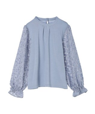 Green Parks 袖ジャガードドッキングプルオーバー Sax