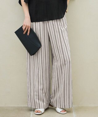 【カタログ掲載・セットアップ対応・洗える】リネンビスコースストライプドロスト パンツ
