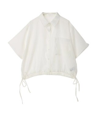Green Parks シアー裾ドロストシャツ Off White