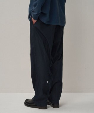 ATON COTTON LAWN | ワイドパンツ - UNISEX- NAVY