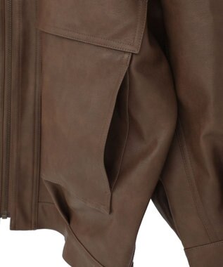 earth music&ecology フェイクレザージップジャケット Light Brown