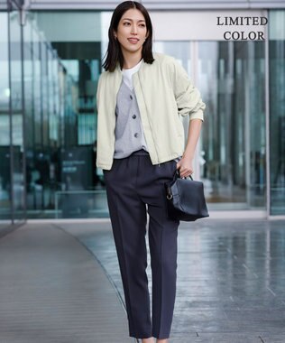 ICB 【新色追加・接触冷感・UVケア・速乾・洗える】FluidBackSatin ドロストパンツ チャコール系［WEB限定］