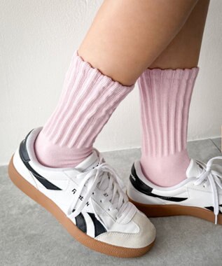 WEGO サポート付きボリューム無地リブソックス ピンク