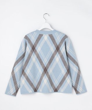 J.PRESS LADIES L 【一枚で着映え】WOOLY STRETCH PLAID チェック ニット サックス系