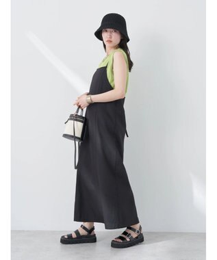 earth music&ecology リサイクルポリエステルブレンドキャミワンピース Black