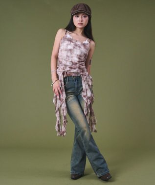 WEGO ブラストスタッズフレアデニム デニム中濃色