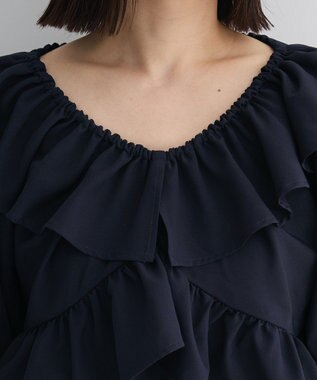 Green Parks ２ｗａｙ　フリルショートスリーブブラウス Dark Navy