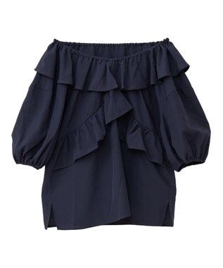 Green Parks ２ｗａｙ　フリルショートスリーブブラウス Dark Navy