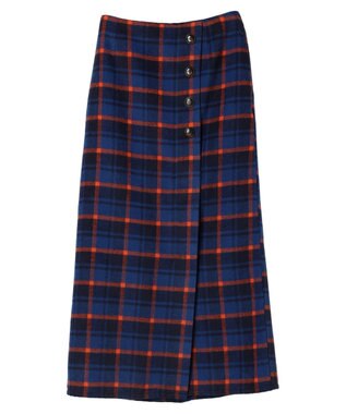 Green Parks シャギーチェックスカート Navy