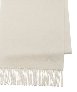 MOONBAT FURLA(フルラ）カシミヤ100％ 無地 マフラー ロゴ刺繍 手洗いOK オフホワイト