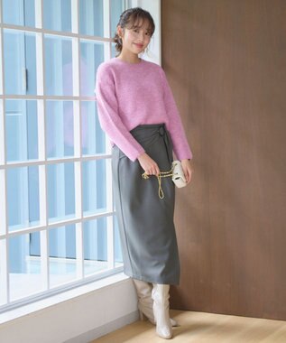 Feroux 【洗える】片畦プルオーバーニット ピンク系