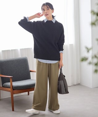 ANY L 【2WAYストレッチ/ウエストゴム/裏起毛】シークレットウォームベイカーパンツ モカ