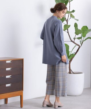 Tiaclasse 【洗える】袖ケーブルニットチュニック ブルー