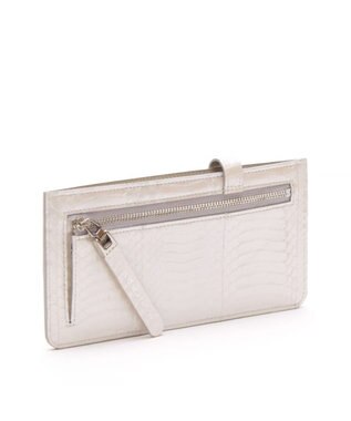 A.D.M.J. 【スワロフスキー×スネークレザー】アールデコスリムウォレット WHITE PEARLIZED