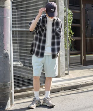 WEGO 【ウエストゴム/SMLサイズ展開】イージーコットンショーツ デニム淡加工色