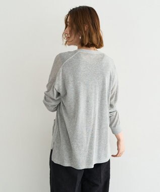 YECCA VECCA ハイゲージミドル丈Vネックカーディガン Light Gray