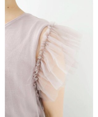 Green Parks ・swing by チュールレイヤーノースリーブニット Pink