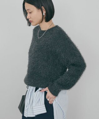 AMERICAN HOLIC 【WEB限定】フェザーゆるニットプルオーバー Charcoal Gray