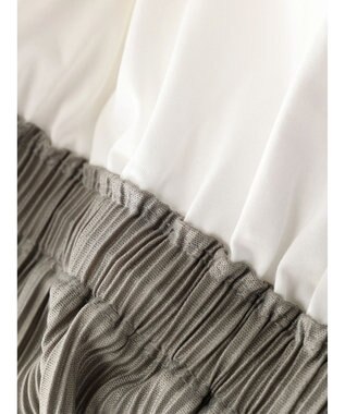 Green Parks プリーツドッキングフレンチワンピース Gray Beige