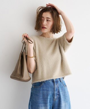 YECCA VECCA シャギー5分袖ニット