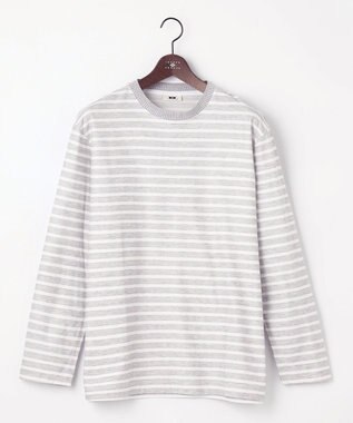 JOSEPH ABBOUD 【キングサイズ・オーガニックコットン使用】インレーボーダー Tシャツ ライトグレー系2