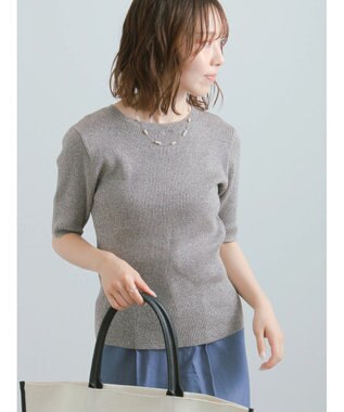 Te chichi ラメメランジリブニット
