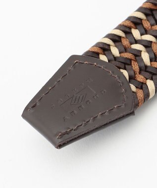 JOSEPH ABBOUD 【伸びる】ダブルメランジレザーメッシュ ベルト ダークブラウン系