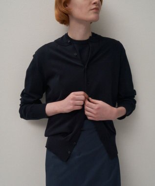 ATON FINE COMPACT COTTON | クルーネックカーディガン BLACK