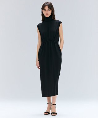 BEIGE， 【洗える】FLEUR / ニットコンビハイネックノースリーブドレス Black