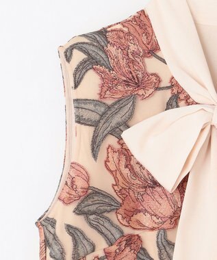 GRACE CONTINENTAL フラワー刺繍ミディドレス ピンク