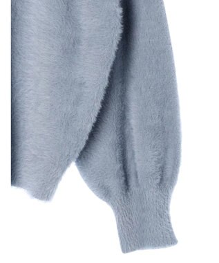 earth music&ecology ミニシャギーＶネックカーディガン Blue