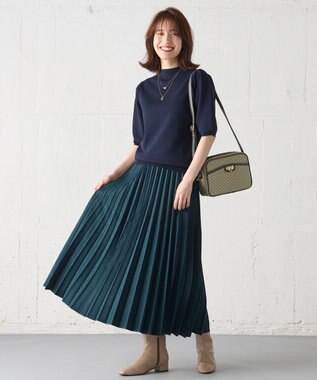 ANY 【マシンウォッシュ】モックネックパフスリーブニット ネイビー