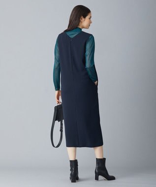 ICB 【洗える】ラメシアー モックネックニット パイングリーン系