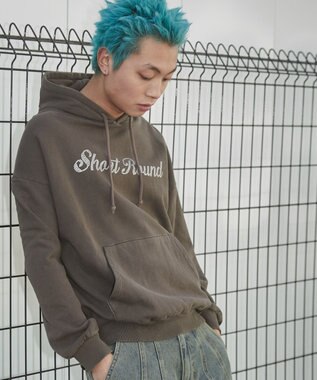 WEGO 【ユニセックス着用ITEM】ピグメントラメグラフィックプルパーカー ブラウン