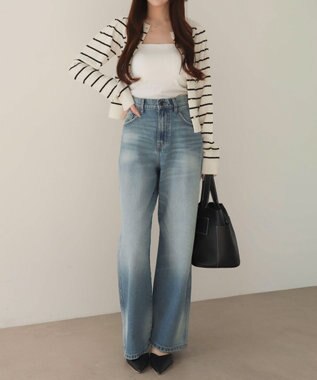 WEGO 【XS～Lサイズ展開/美脚】ストレートデニムパンツ デニム中濃加工色