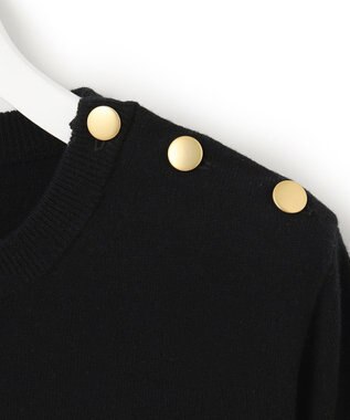 23区 L 【CLASSY.12月号掲載】セミウーステッドウール 肩ボタン ボーダー ニット  ブラック×オフホワイトボーダー