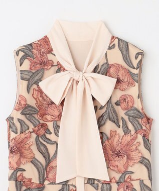 GRACE CONTINENTAL フラワー刺繍ミディドレス ピンク