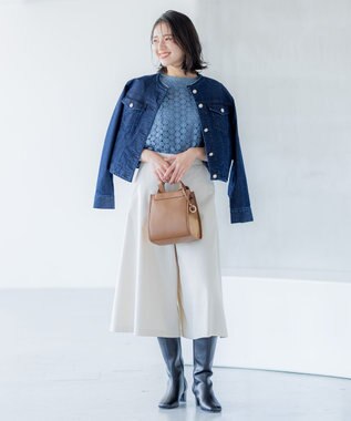 組曲 T/Rツイルストレッチ フレアパンツ アイボリー系