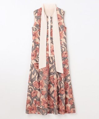 GRACE CONTINENTAL フラワー刺繍ミディドレス ピンク