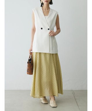 Green Parks AnriettMusee ネック切替デザインベスト Off White