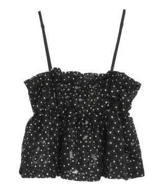 earth music&ecology キラキラフラワー刺繍ビスチェ Black