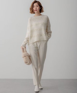 23区 【滝沢眞規子さん着用/一部店舗限定】スパングルボーダー ニット ホワイト系