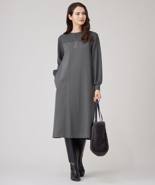 自由区 L 【洗える】エアーポンチ ワンピース チャコール