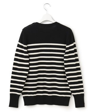23区 L 【CLASSY.12月号掲載】セミウーステッドウール 肩ボタン ボーダー ニット  ブラック×オフホワイトボーダー