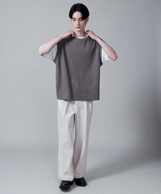 WEGO フェイクレイヤードベストT（S） ダークグレー