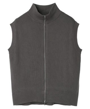 Green Parks ＺＩＰ付きリブニットベスト Gray