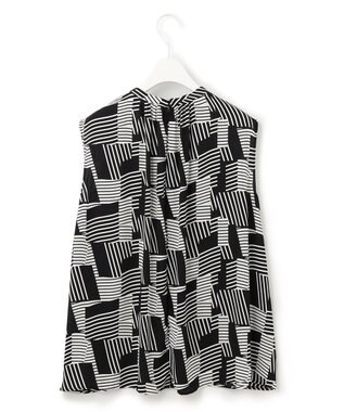 ICB 【WEB限定カラーあり】 Back Satin Amunzen ノースリーブブラウス ブラック系柄