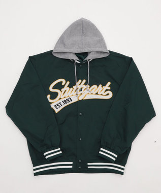 WEGO 【ユニセックス着用ITEM】2WAYフードワッペンスタジャン ダークグリーン