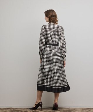 GRACE CONTINENTAL バイカラーチェックプリントワンピース ブラック