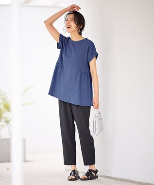 ANY L フクレジャージチュニック ブルー